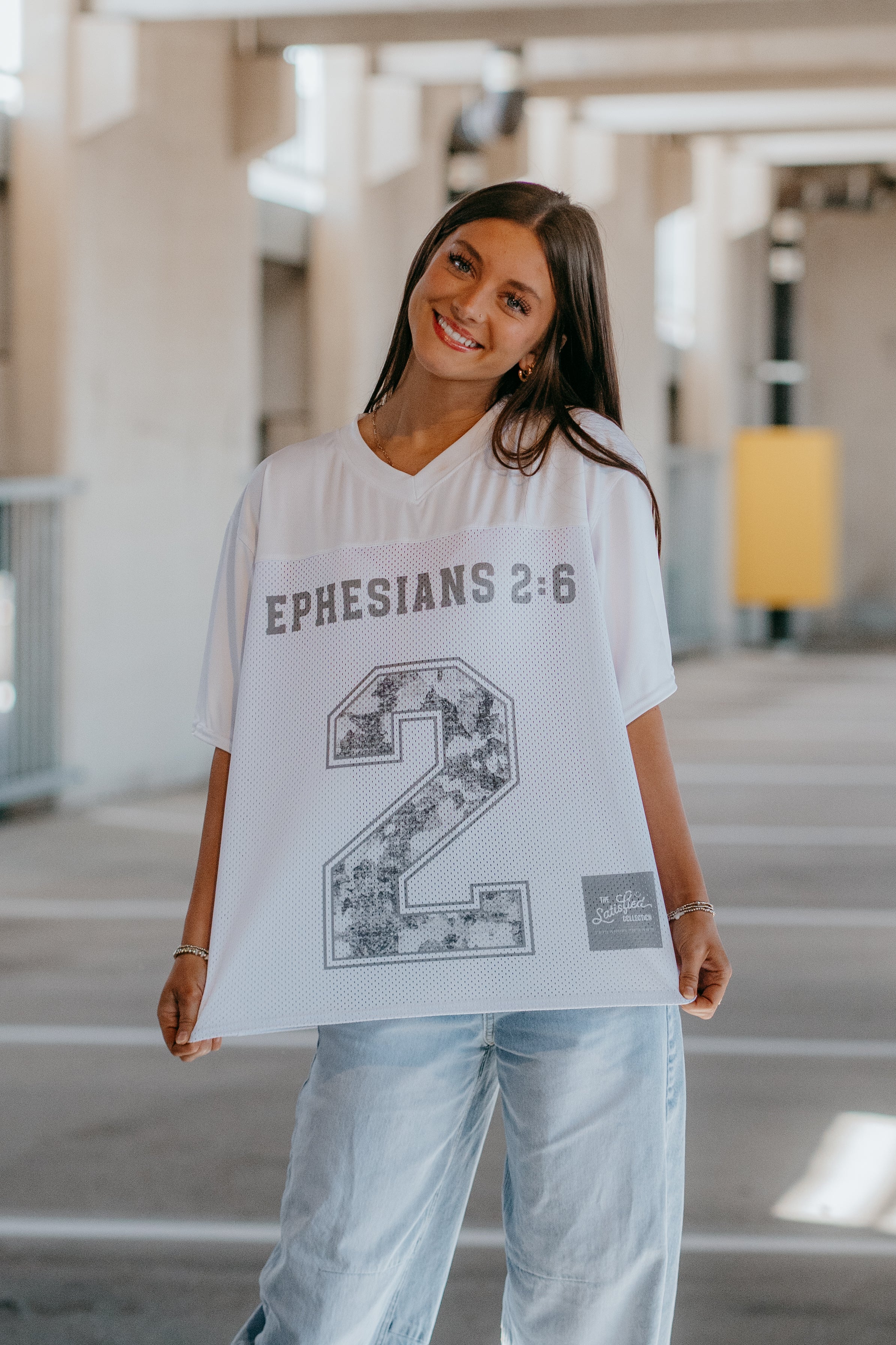 Highly Favored Boxy Jersey | White | Christian T-Shirt | The