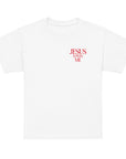 Unisex kids’ Christian t-shirt designed to share the Gospel in a heartwarming, playful way with front and back messaging.