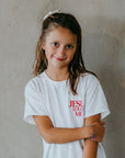 Front view of children’s faith-based tee featuring Jesus Loves Me message for everyday wear.